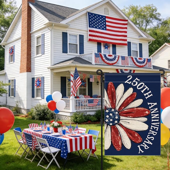 250th Anniversary America Garden Flag, 250 Anniversary USA Flag Patriotic Banner 250 Years of Freedom Yard Sign 4th of July Double-Sided Waterproof 1776-2026 Commemorative Flag 12x18 Inch