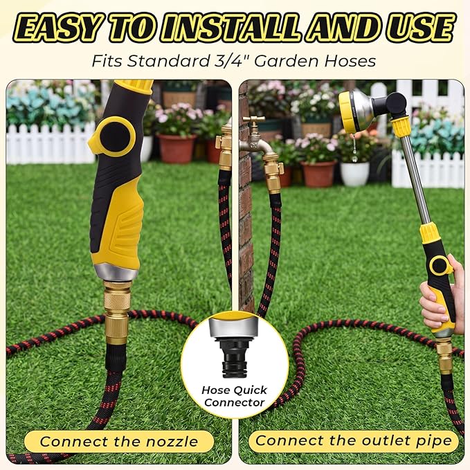 Hushee 2 Pack Watering Wand 18.5'' for Garden Hose, Thumb Flow Control 8 Spray Patterns 180° Swivel Head Lightweight Garden Hose Wand for Hanging Baskets Plants Lawn