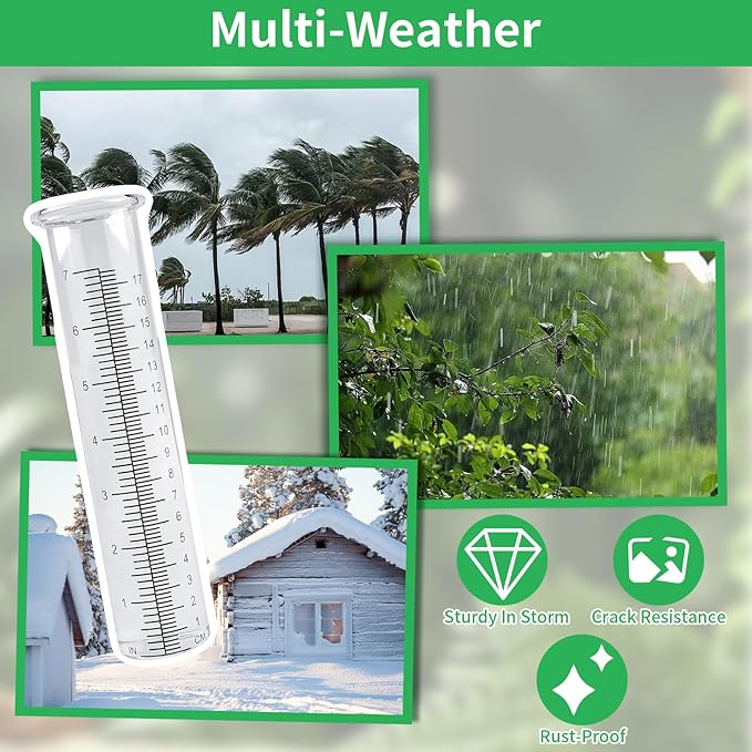TBWHL 7" Capacity Rain Gauge Replacement Tube Glass, Rain Gauge Outdoor Replacement Glass, 8.27 Inches x 2 Inches Rain Gauges for Yard Garden Outdoor, Deck, Lawn (2Pcs)
