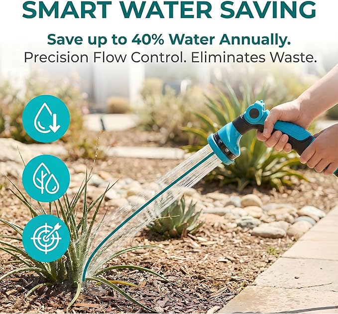 Garden Hose Nozzle Sprayer-This High Heavy-Duty Spray Nozzle Offer 10 Watering Patterns for Watering Plants,Lawns &Gardens,Washing Cars,Household Cleaning and Showering Pets (Blue-dark)