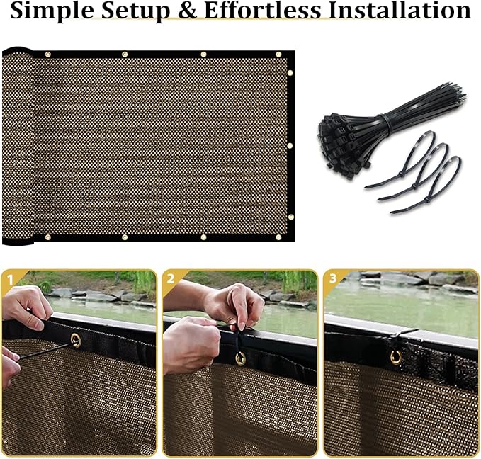 Shade&Beyond 5'x84' Brown Privacy Screen Fence Cover 170 GSM Fencing Mesh Fence Panel for Wall Garden Yard Backyard Indoor Outdoor Home Decoration