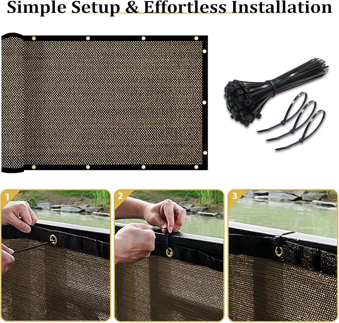 Shade&Beyond 4'x46' Brown Privacy Screen Fence Cover 170 GSM Fencing Mesh Fence Panel for Wall Garden Yard Backyard Indoor Outdoor Home Decoration