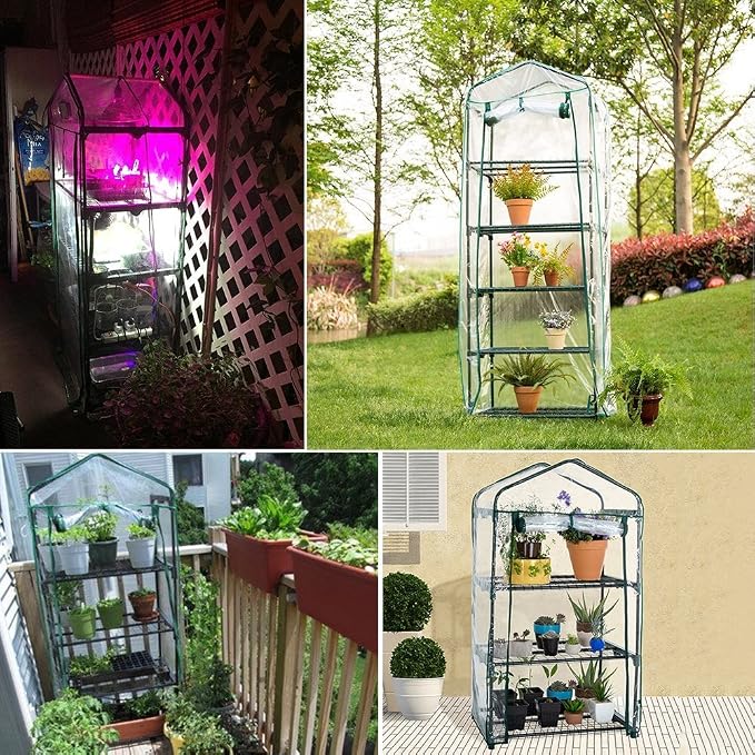 PVC Plant Greenhouse Cover - Herb and Flower Garden Green House Replacement Accessories (Just Cover, Without Iron Stand, Flowerpot)
