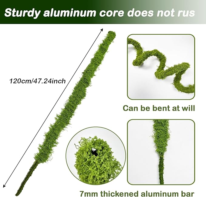 47.24 Inch Moss Pole, Bendable Moss Pole Plant Support, Tall Moss Poles for Climbing Plants Indoor DIY, Coco Coir Plant Pole Moss Plant Stick Support Stake Kit for Potted Plants, Pothos, Philodendron