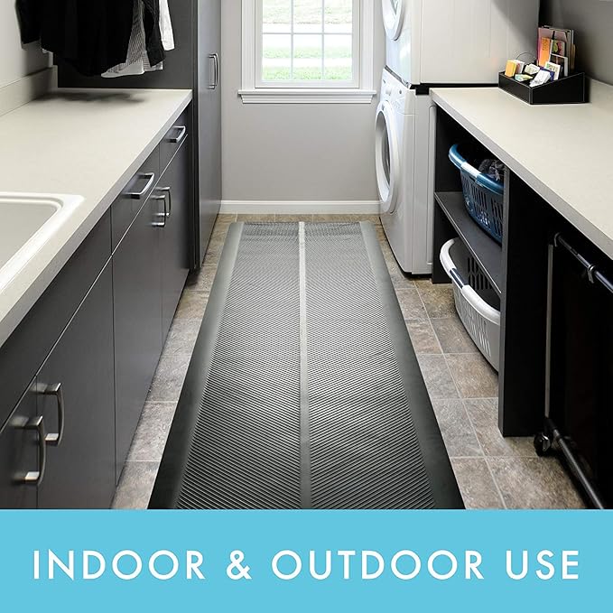 CLIMATEX Indoor/Outdoor Rubber Runner Mat, Door Mat For Floor Protection, 27" X 10', Black (9A-110-27C-10)