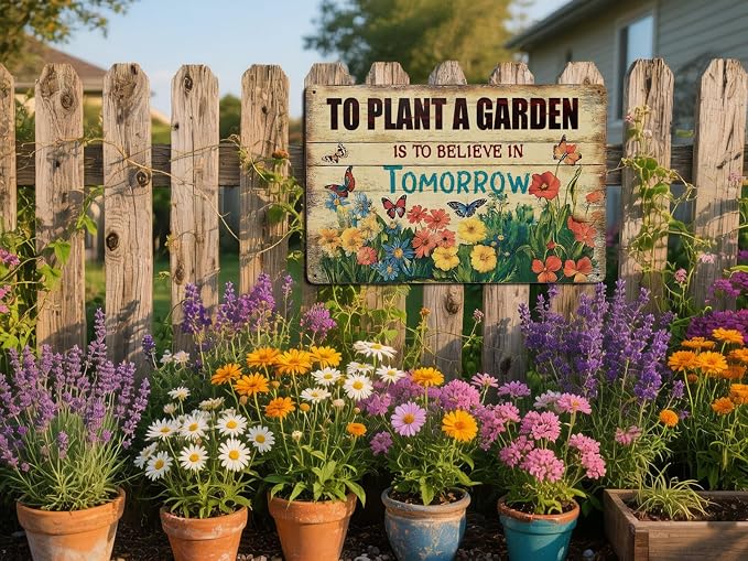 Garden Signs Gardening Gifts Flower Plant Wall Decor For Greenhouse Outside Metal Tin Sign Yard Accessories Outdoor 12x8 Inch