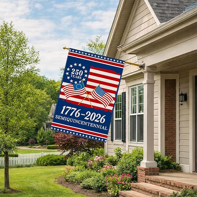 250th Anniversary America Garden Flag, 250 Years Banner USA 4th of July Patriotic 1776-2026 Yard Sign Double-Sided Waterproof Flag 28x40 Inch