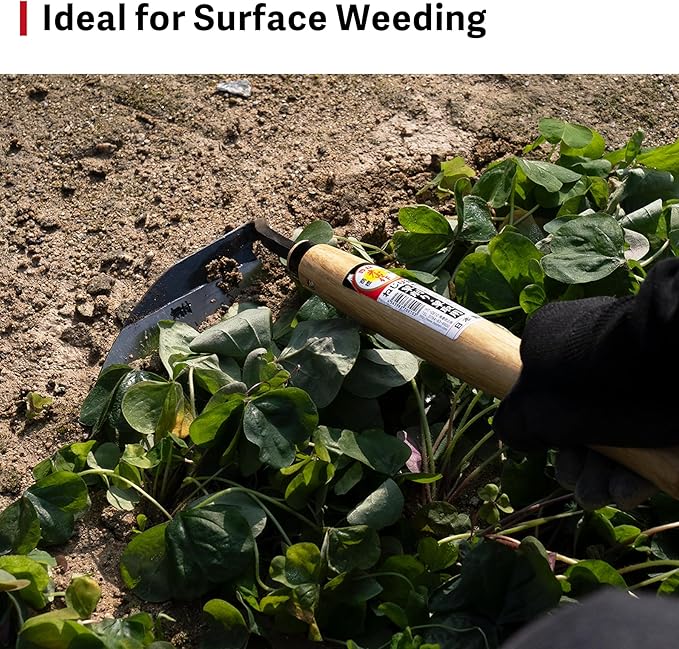 Japanese Weeding Sickle, Hand Weeder Tool for Surface Weed Removal, Tight Spaces and Light Grass Cutting, Made in Japan by HOUNEN