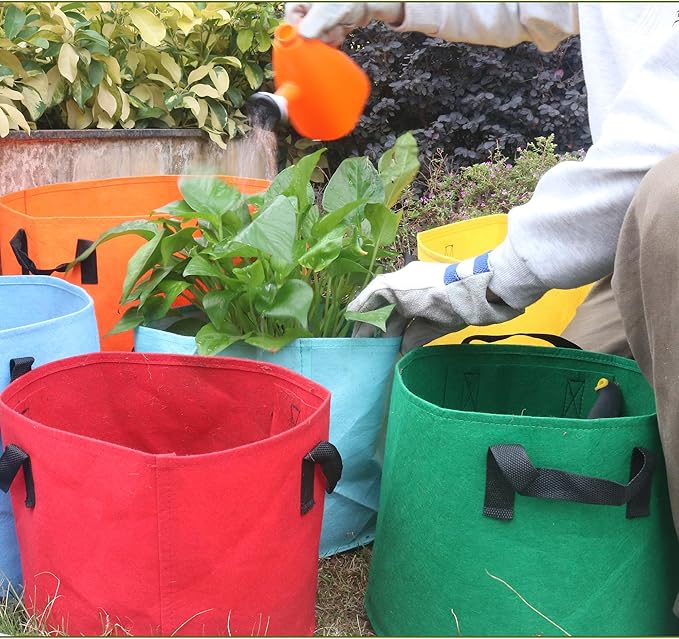 5-Gallon Fabric Grow Bags (7 Pack of Mix Colors) with Handles for Potato Tomato Flower and Vegetables