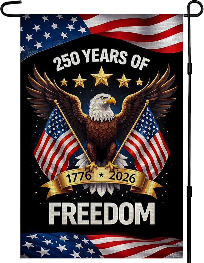 250th Anniversary USA Flag - 250 Years of Freedom 1776-2026 Merchandise Double Sided Garden Flag | Patriotic Banner 4th of July Decorations Accessories for Garden Yard Porch Patio Lawn Outdoor Outside Decor