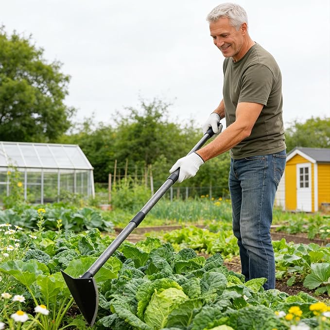 Garden Warren Hoe - Carbon Steel Sharp Triangle Hoe, 60" Adjustable Long Handle, Heavy Duty Gardening Hand Hoe For Weeding Digging Loosening Soil, Stand Weeder Remover Tool For Yard Lawn Flower Beds