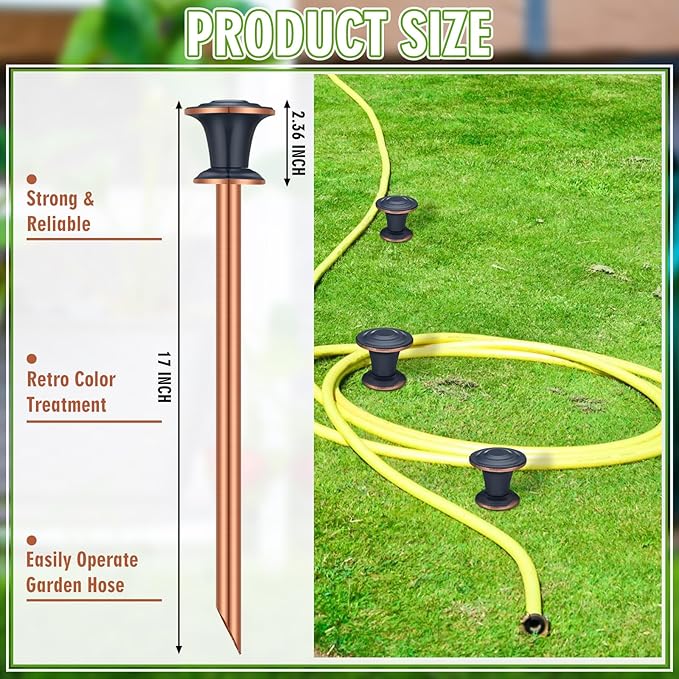 Tandefio 5 Pcs Garden Hose Guide Stake 17 Inch Heavy Duty Decorative Metal Water Hose Guide Stake for Garden, Lawn, Plants and Flower Beds