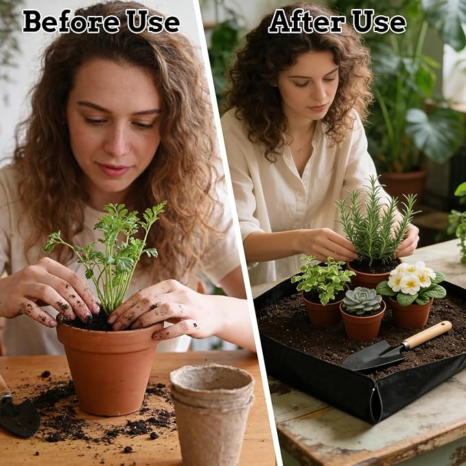 39inch x 39inch Potting Mat Impermeable Repotting Pad for Indoor Gardening Foldable Transplant Tray Easy to Clean Portable Plant Care Tool
