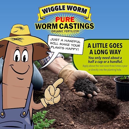 Wiggle Worm 100% Pure Organic Mineral-Dense Worm Castings Fertilizer, 30lbs - Improves Soil Fertility and Aeration for Growing Better Houseplants, Vegetables, and More