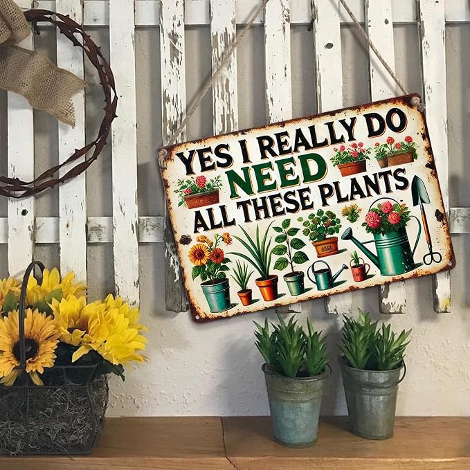 KBKBART Gardening Gifts Vintage Gardening Sign Yes I Really Do Need All These Plants Tin Sign for Home Garden Greenhouse Living Room Bedroom Outdoor Yard Backyard Decor 8X12 Inch