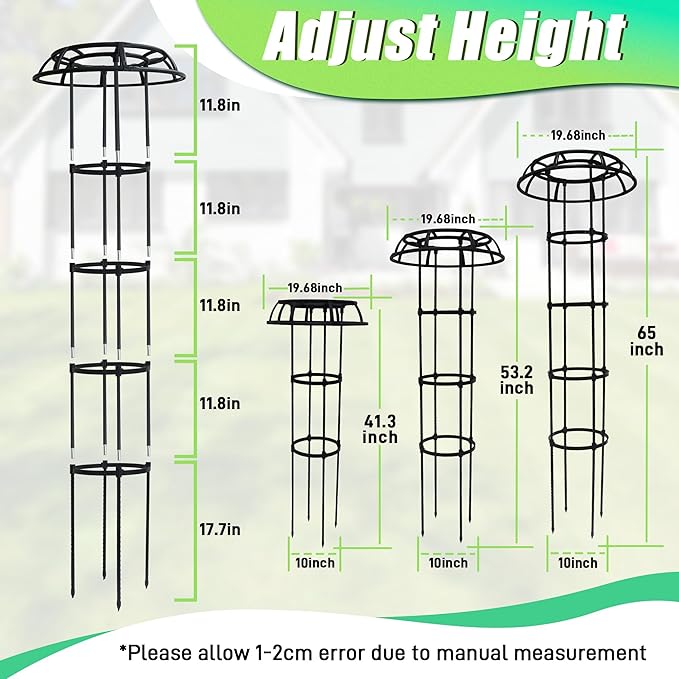 Quibbay Garden Trellis for Climbing Plants Outdoor, 53 Inch Mushroom Top Trellis for Climbing Plants, Plant Trellis Support for Potted Plants Climbing Vine Rose Clematis Vegetable Trellis, 2 Pack
