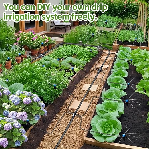 Inntop 240FT Drip Irrigation System Kits, Quick Connect Automatic Garden Watering System for Raised Bed, Potted Plants, Lawn, Greenhouse with 1/2 inch Hose 1/4 inch Tubing and Accessories