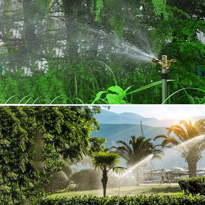 Sprinklers for Yard, 4-Point Thread Interface, Adjustable 360 Degree Sprinkler Lawn Sprinkler Sprinkler with a zinc Alloy Adjustable Angle and a 360-degree Rotating