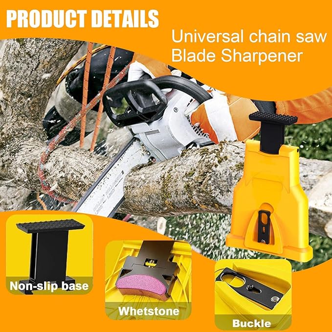 Chainsaw Sharpener with Grinding Stones, Portable Chain Sharpener Tool for 12''-22'', Universal Chainsaw Sharpening Kit for Fast & Easy Chain Blade Sharpening