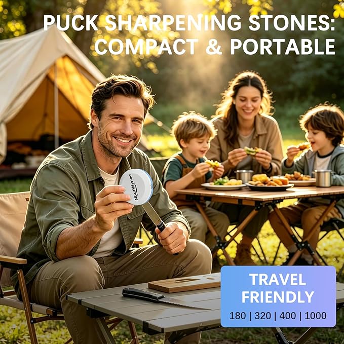 Sharpening Stone Set – 2-Pack Dual Grit Whetstones 180/320 & 400/1000 – Knife & Tool Sharpener for Kitchen, Camping, Bushcraft, Pocket Knives, Axes & Chisels – Portable Whetstone Stones