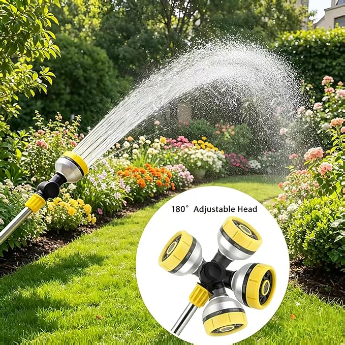 17.5" Watering Wand with Thumb Control & 180° Water Nozzle | 8 Spray Modes garden hose wands for High-Pressure Cleaning, Pet Bathing, Gardens, Hanging Baskets | Fits Standard Garden Hoses (yellow)