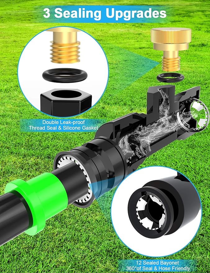 Lekit Misters for Outside Patio 27.5FT(8.4M)+8 Brass Mist Nozzles+a Brass Adapter(3/4") Detachable Outdoor misting Cooling System for Garden, Waterpark, Greenhouse, Backyard