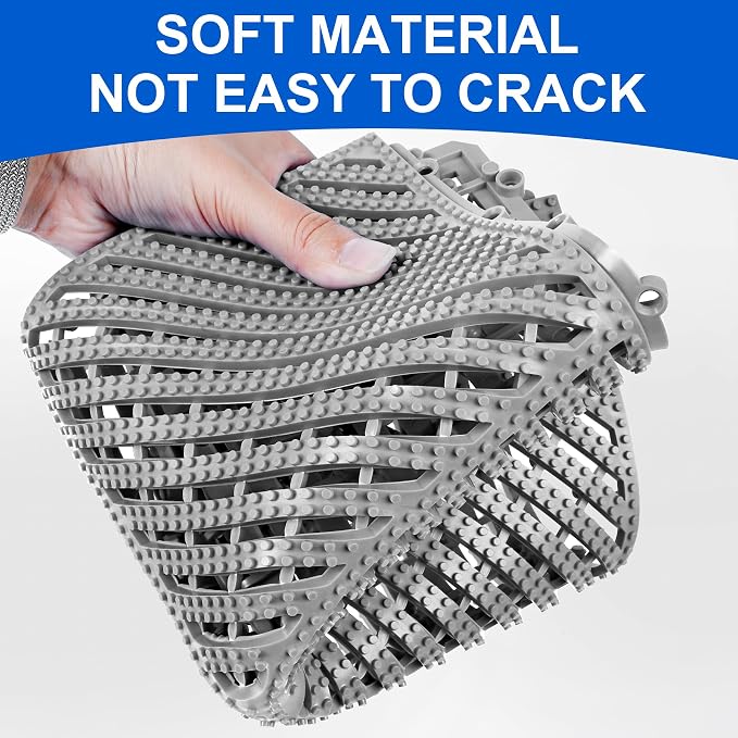 MYFAMIREA Modular Interlocking Cushion 12 Pack 11.8" x 11.8" Rubber Floor Tiles Non-Slip Splicing Drainage Mats for Deck, Pool, Shower, Patio, Balcony, Bathroom, Kitchen, Yard (2 Rows Dots, Gray)