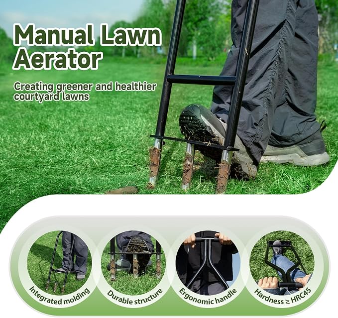 Lawn Aerator Tool, Heavy Duty Core Aerator | Sturdy Yard Aerator, clog free lawn aerator,Ergonomic design does not collide with knees,core lawn aerator 5.12 inches deep