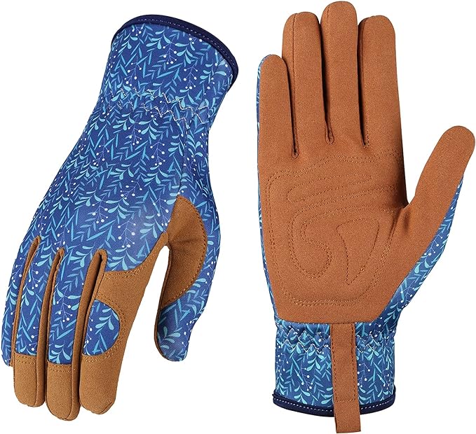 Bamllum Leather Gardening Gloves for Women - Working Gloves for Weeding, Digging, Planting, Raking and Pruning