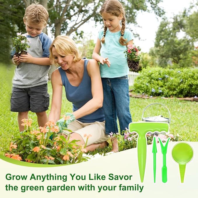 M METERXITY 1-Set Sowing Seeds Dispenser, Plastic Adjustable Hand Planter Seeder Tool Seedlings Dibber and Widger for Transplanting/Flower Planting, Small Gardening Tools [Dark Green]