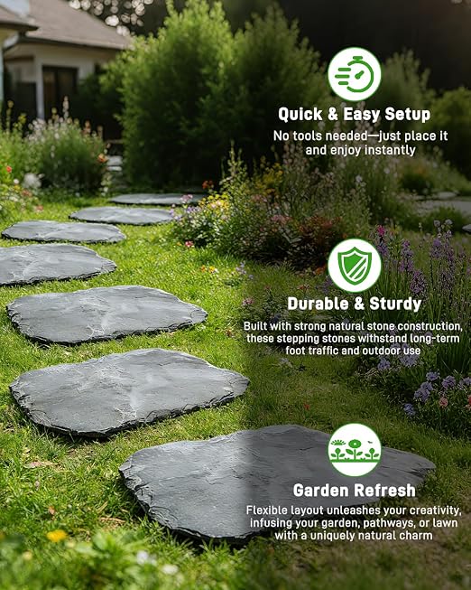 1 Pc Natural Stepping Stone Outdoor, Irregular Garden Stepping Stone, 12''×16'' Walkway Paving Stone for Lawn, Yard and Patio Landscaping Decor