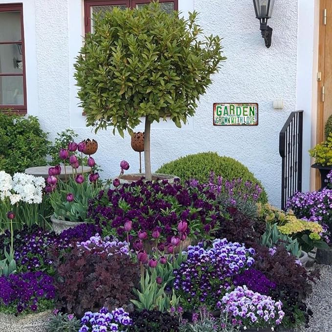 Vintage Garden Metal Tin Sign License Plate Wall Decor for Garden Lover 12 x 6 Inches - my happy place