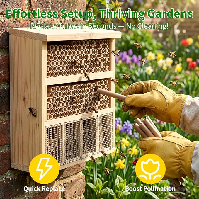 Mason Bee Tubes 100 Pack - 6" Length x 5/16" Diameter Kraft Paper Nesting Tubes, Refill Inserts for Mason Bee House, Bee Keeper Starter Kit
