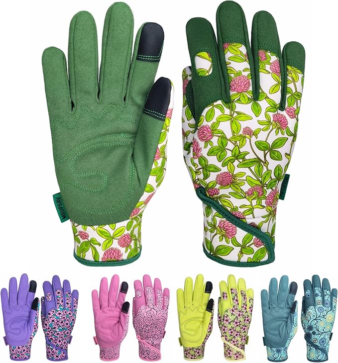 Gardening Gloves,Women Yard Work Garden Glove,Gifts | Thorn Proof,Puncture Resistant,Touchscreen,Gift,Leather,Spandex