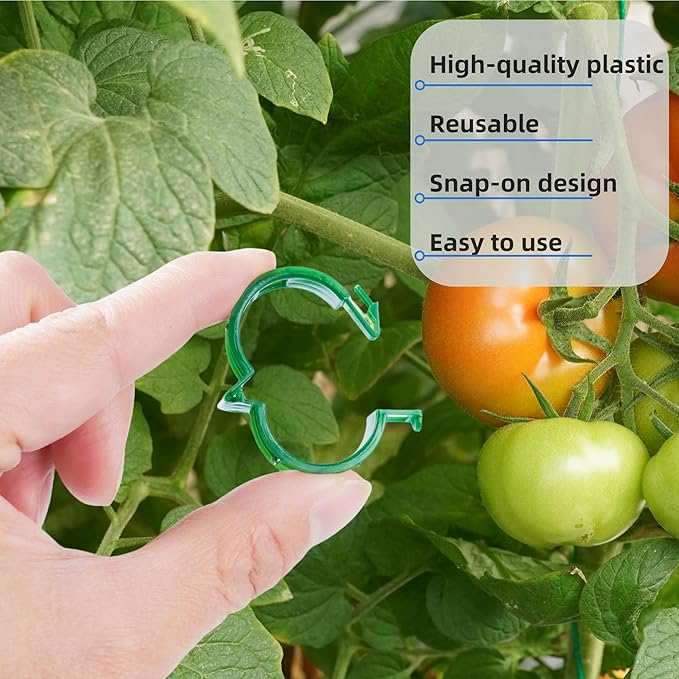 100 Pcs Plant Support Clips,Plastic Clips for Securing Plants,Tomato Vine Clips,Plant Fixing Clips,Garden Clips for Climbing Plants,Grape,Vine Vegetables (100, White)