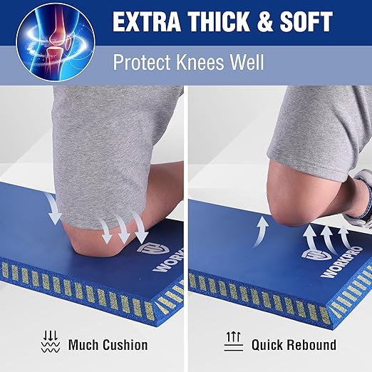 WORKPRO Extra Thick Kneeling Pad, Soft NBR Foam Knee Cushioning, Extra Large Foam Kneeler Mat for Auto-Repair, Gardening, Workout Supplies, 28 x 16 x 1.2in, Blue