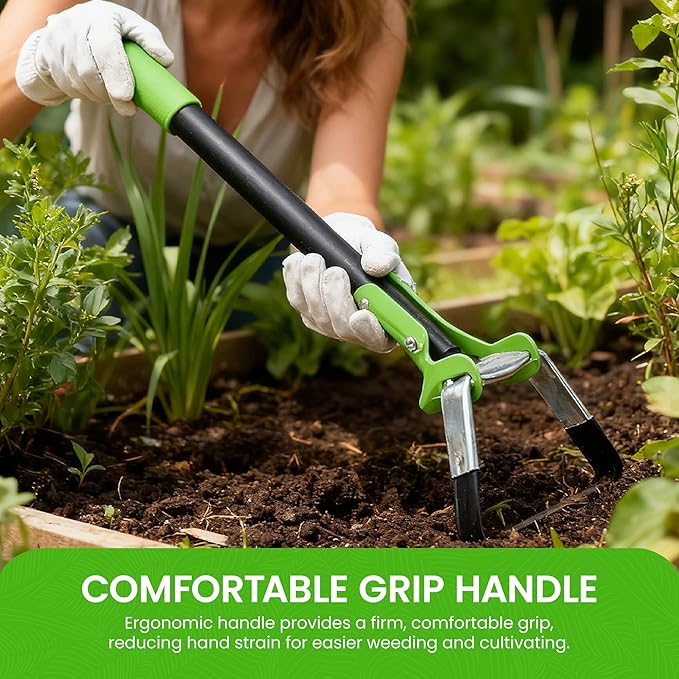 Garden Guru Action Stirrup Hoe Garden Tool, 17.5-Inch Long with Ergonomic Handle, Heavy Duty Rust-Resistant Steel Loop Hoe for Weeding, Planting, Furrowing & Soil Cultivation (4 Pack)