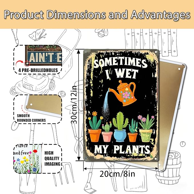 3PCS Funny Metal Garden Signs Decor for Outside-Funny Yard Decor Patio,Backyard,Gardening Gifts for Women,Gardeners,and Plant Lovers,Mothers Grandmas and Housewarming 8x12inch