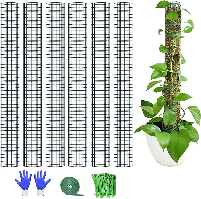 6 Pack Metal Moss Pole, 40"/24"/15" Moss Poles for Plants Monstera, Stackable Sphagnum Moss Pole for Plants Work with Sphagnum Moss(6 Pack 40")