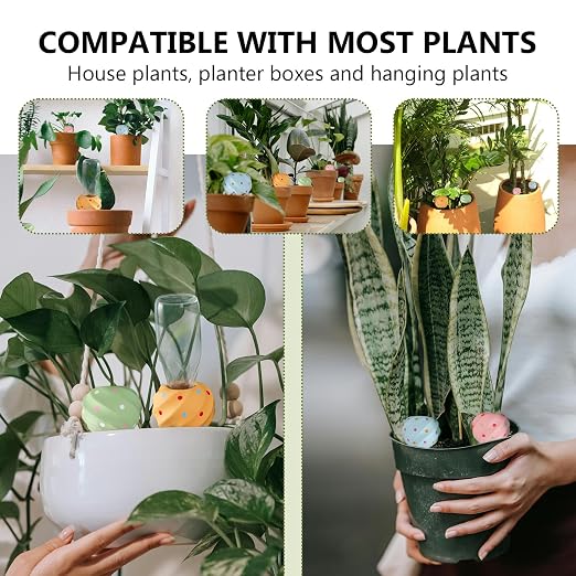 Joyeee Automatic Plant Watering Spikes 4 Pack, 210ML Terracotta Self-Watering Stakes, Vacation Plant Waterer for Potted Plants, Drip Irrigation Devices with 4 Colors Sea Spiral Design for Home Garden