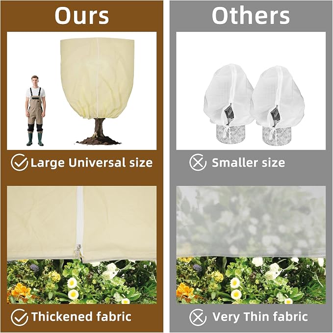 Plant Cover, Plant Protector, 2 Pack 39.3 * 31.8 inch Winter Frost Fabric Blanket, Two-Way with Drawstring for Outdoor Plants, Protects Against Cold Frost and Wind Damage.