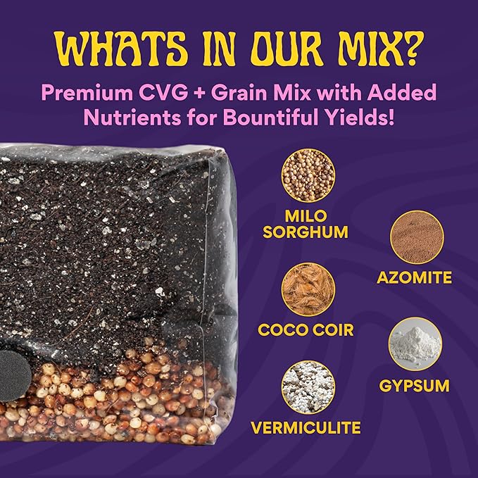 SPORE SORCERY 5 LB All-in-One Grow Bag: Up to 40oz of Mushrooms! Nutrient-Enhanced, Injection Port, Just Add Your Own Spores & Grow Like Magic (5 LB Bag)