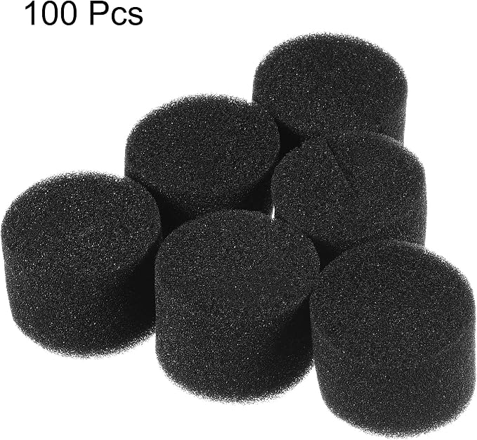 MECCANIXITY 100pcs Hydroponic Sponges, 1.57" Growing Media Cylindrical Sponges for Home Vegetable Flower Planting, Black