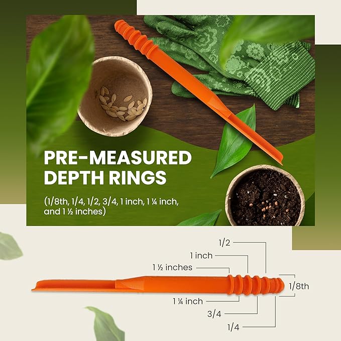 Dibby XL Seed Sowing Tool – Precision Garden Dibber Planter & Seedling Transplanter with 1/8”–1½” Depth Markings – Made Exclusively in The USA (Multiple Sizes & Colors) (SG-XL-YE)