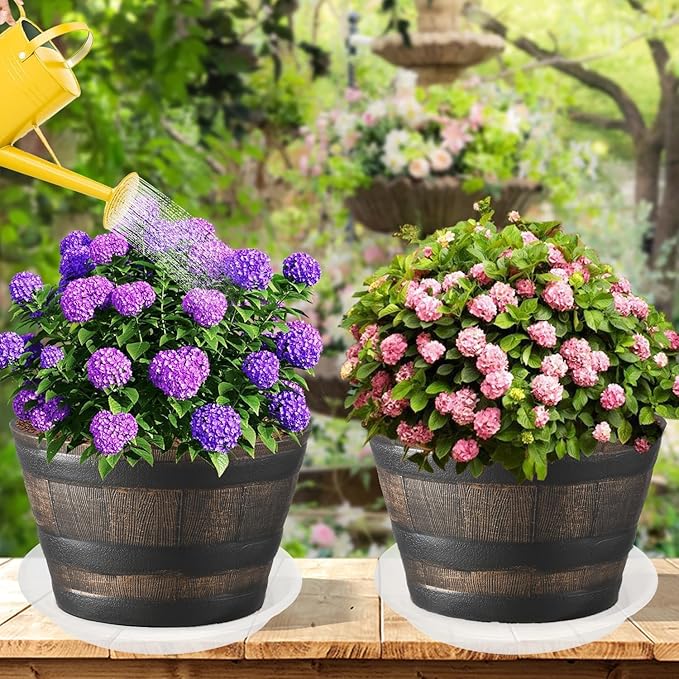 2 Pack of 16 inch Plant Saucer, Large Plant Tray, Heavy Sturdy Plant Drainage Tray for Indoors, Bird Bath Bowls, Sturdy 18 inch Plastic Pot Tray for Planter Clear