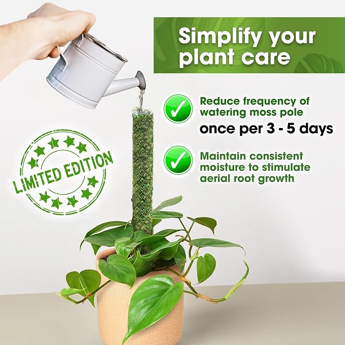 DUSPRO Self-Watering Natural Green Forest Moss Pole, Easy to Use Moss Sticks for Indoor Plants, Climbing Plant Support Stake with Self-Watering Feature, Moss Pole Monstera Plant Support 2pcs 23''