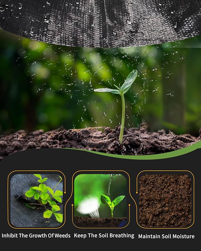 Pterying 13ftx108ft Weed Barrier Landscape Fabric Heavy Duty, Premium 5OZ Garden Geotextile Fabric, Outdoor Weed Blocker Fabric, for Driveway Mats, Erosion Control, Ground Cover Weed Barrier