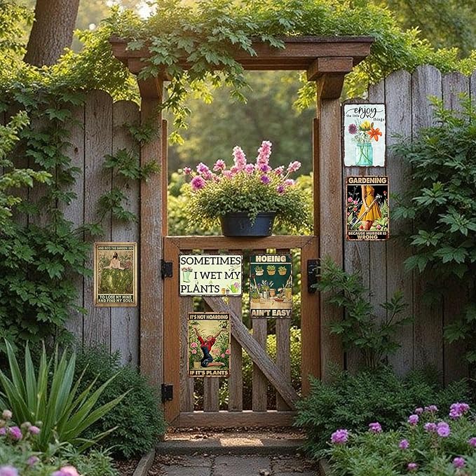 Plant Accessories Indoor Green House Decor Mom Gardening Gifts For Women It‘S Not Hoarding If It'S Plants Signs Vintage Plant Lovers Gift Ideas Funny Yard Sign Greenhouse Decorations 8x12 Inch
