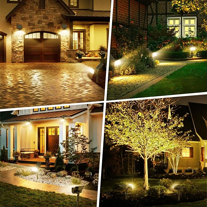 WENATY Solar Spot Lights Outdoor, 102 LED Solar Garden Yard Spotlight Waterproof Landscape Flood Powered Lights with Adjustable Light & Panel, 4 Lighting Modes for Pathway Driveway, 4 Pack(Warm White)