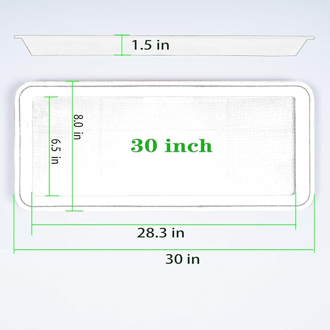 VUWEZ 2 Pack Plastic Plant Trays - Rectangular 30 inch, Indoor/Outdoor Plant Water Drip Trays for Flower Pot Planter, Windowsill (8 X 30'', Blue)